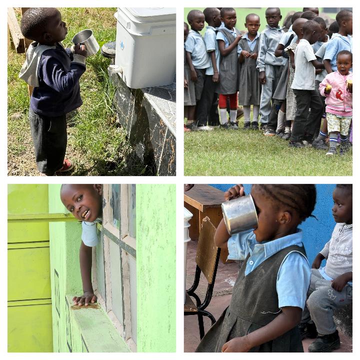 Children at Cherish School with clean drinking water